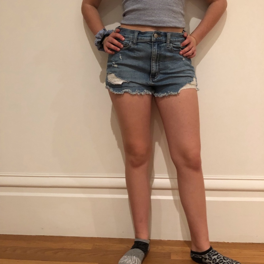 Pink denim shorts